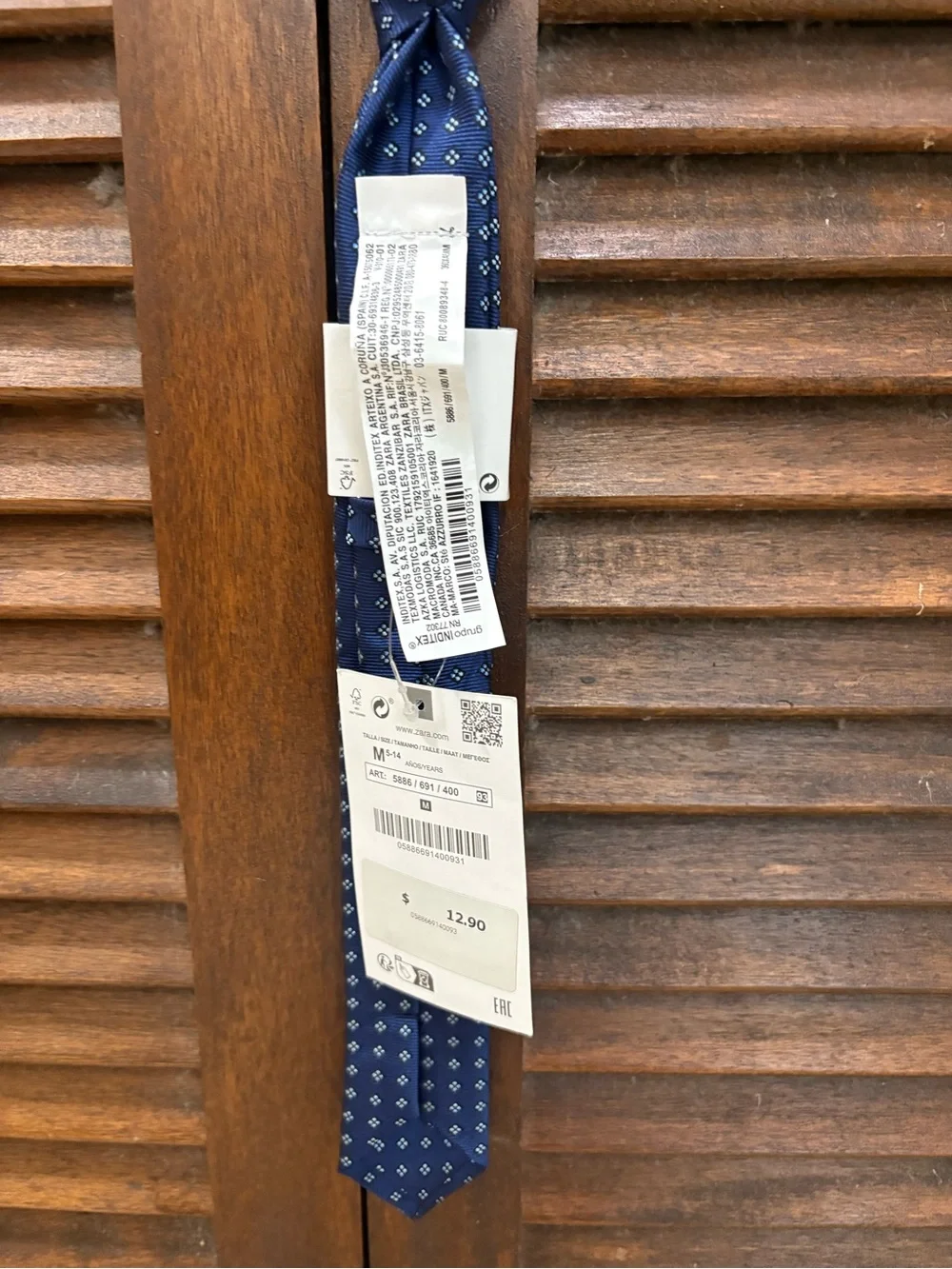 Zara Boys Navy Blue Geometric Pattern Tie